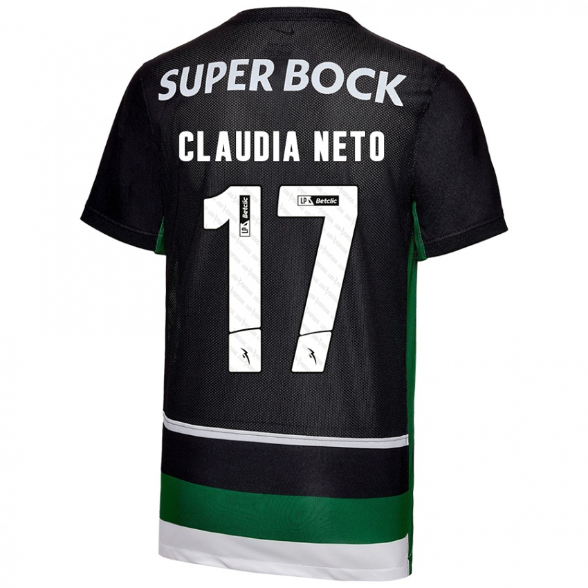 Børn Cláudia Teresa Pires Neto #17 Sort Hvid Grøn Hjemmebane Spillertrøjer 2024/25 Trøje T-Shirt