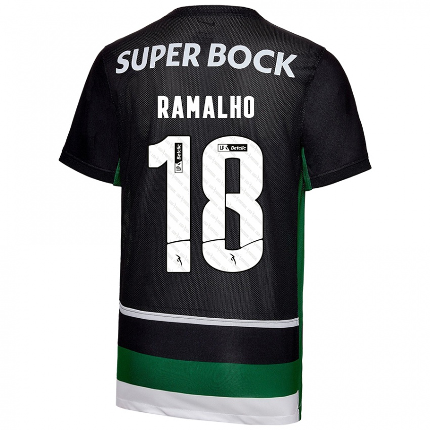 Børn Inês Filipa Ramalho Gonçalves #18 Sort Hvid Grøn Hjemmebane Spillertrøjer 2024/25 Trøje T-Shirt