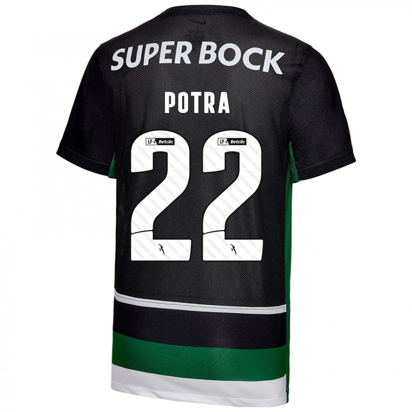 Børn Catarina Sofia Branco Potra #22 Sort Hvid Grøn Hjemmebane Spillertrøjer 2024/25 Trøje T-Shirt