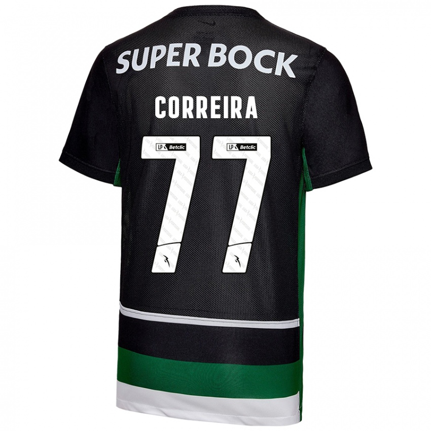 Børn Alicia Figueiredo Lima Correia #77 Sort Hvid Grøn Hjemmebane Spillertrøjer 2024/25 Trøje T-Shirt