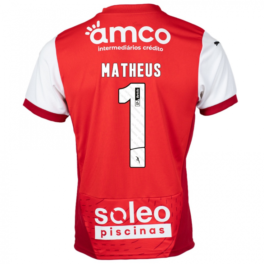 Børn Matheus #1 Rød Hvid Hjemmebane Spillertrøjer 2024/25 Trøje T-Shirt