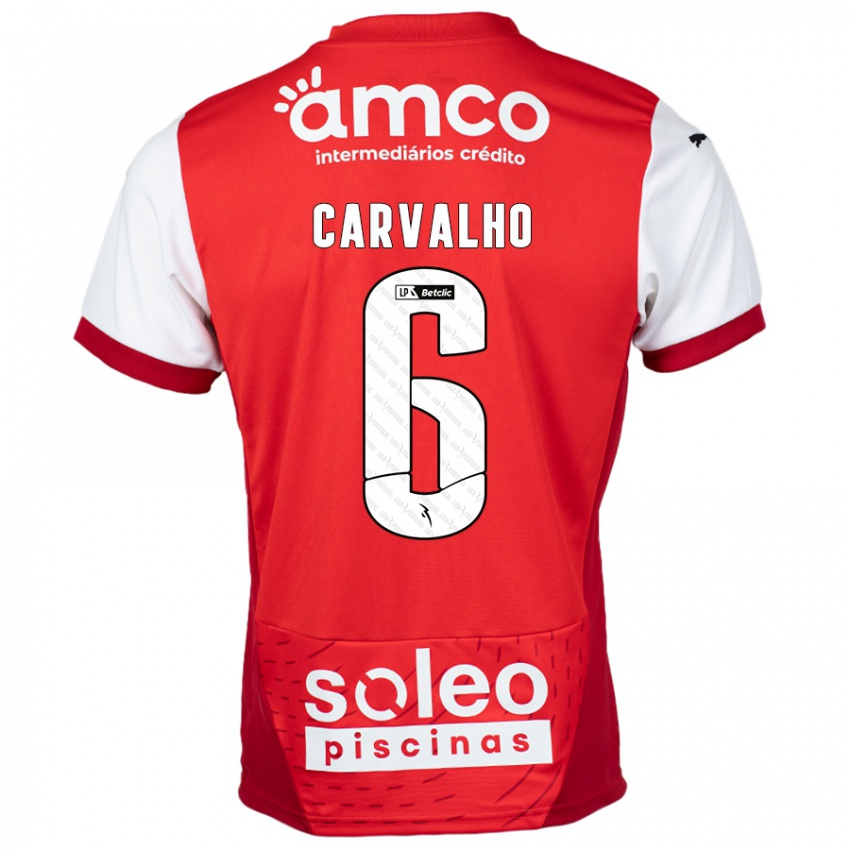 Børn Vitor Carvalho #6 Rød Hvid Hjemmebane Spillertrøjer 2024/25 Trøje T-Shirt