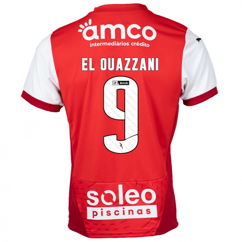 Børn Amine El Ouazzani #9 Rød Hvid Hjemmebane Spillertrøjer 2024/25 Trøje T-Shirt