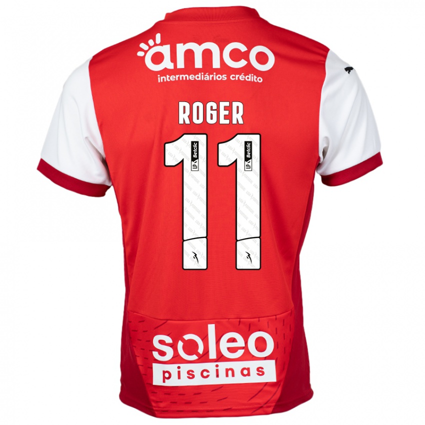 Børn Roger #11 Rød Hvid Hjemmebane Spillertrøjer 2024/25 Trøje T-Shirt