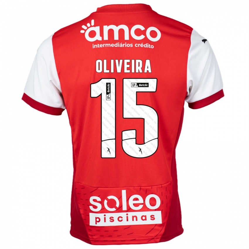 Børn Paulo Oliveira #15 Rød Hvid Hjemmebane Spillertrøjer 2024/25 Trøje T-Shirt