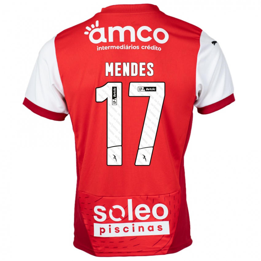 Børn Joe Mendes #17 Rød Hvid Hjemmebane Spillertrøjer 2024/25 Trøje T-Shirt