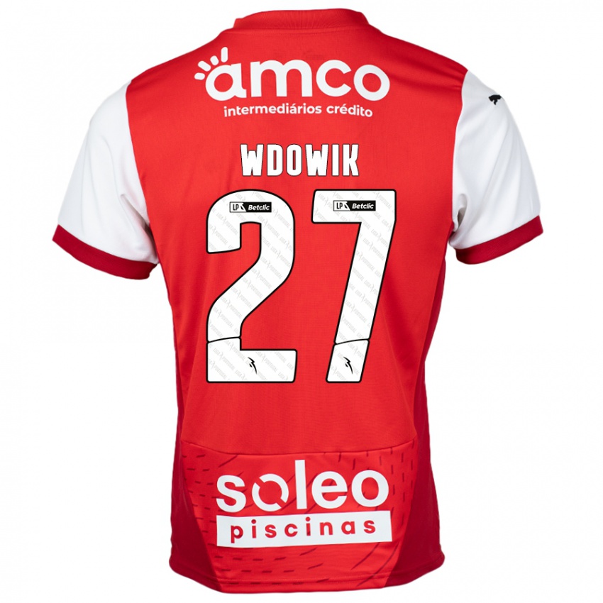 Børn Bartlomiej Wdowik #27 Rød Hvid Hjemmebane Spillertrøjer 2024/25 Trøje T-Shirt