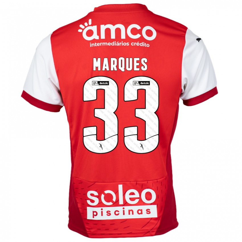 Børn João Marques #33 Rød Hvid Hjemmebane Spillertrøjer 2024/25 Trøje T-Shirt