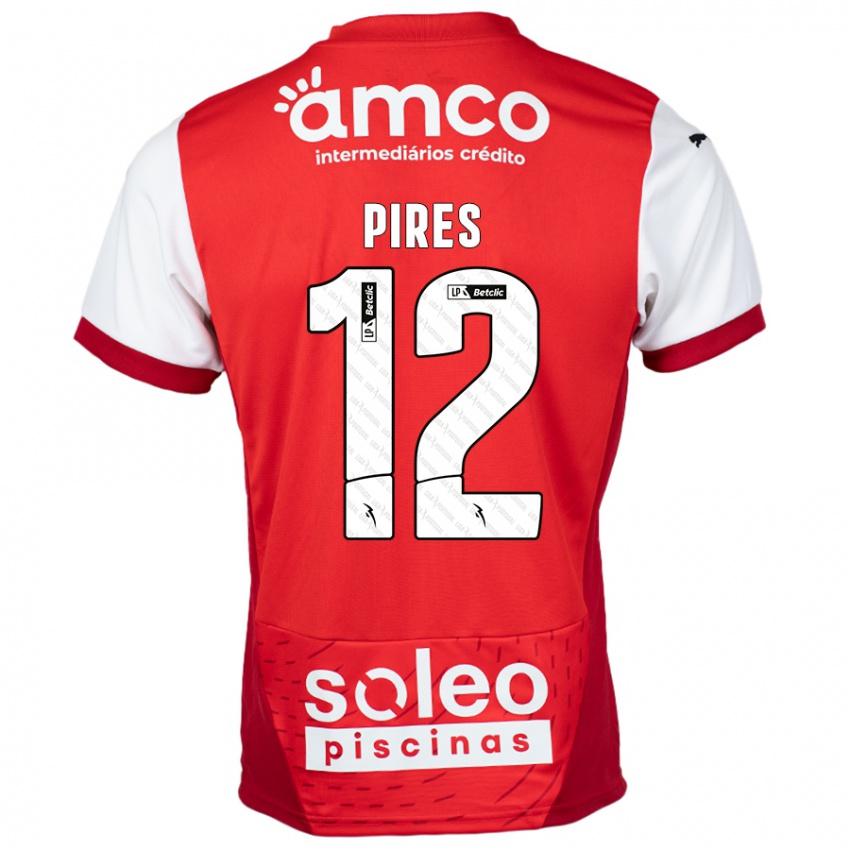 Børn Hugo Pires #12 Rød Hvid Hjemmebane Spillertrøjer 2024/25 Trøje T-Shirt