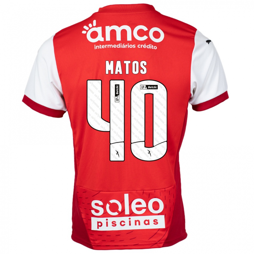 Børn João Matos #40 Rød Hvid Hjemmebane Spillertrøjer 2024/25 Trøje T-Shirt