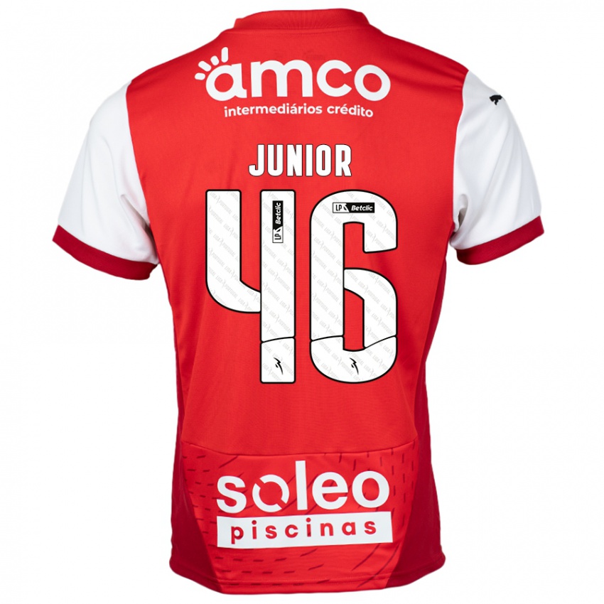 Børn Mário Junior #46 Rød Hvid Hjemmebane Spillertrøjer 2024/25 Trøje T-Shirt