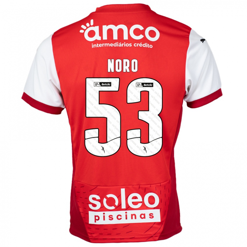 Børn Jonatás Noro #53 Rød Hvid Hjemmebane Spillertrøjer 2024/25 Trøje T-Shirt