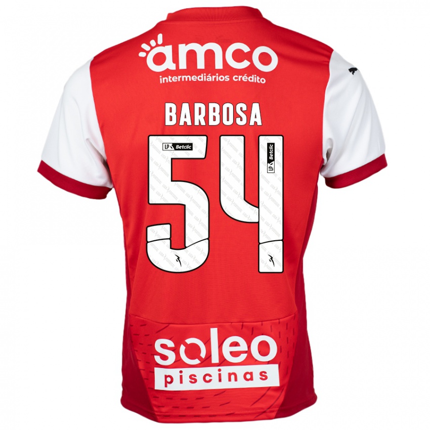 Børn Guilherme Barbosa #54 Rød Hvid Hjemmebane Spillertrøjer 2024/25 Trøje T-Shirt