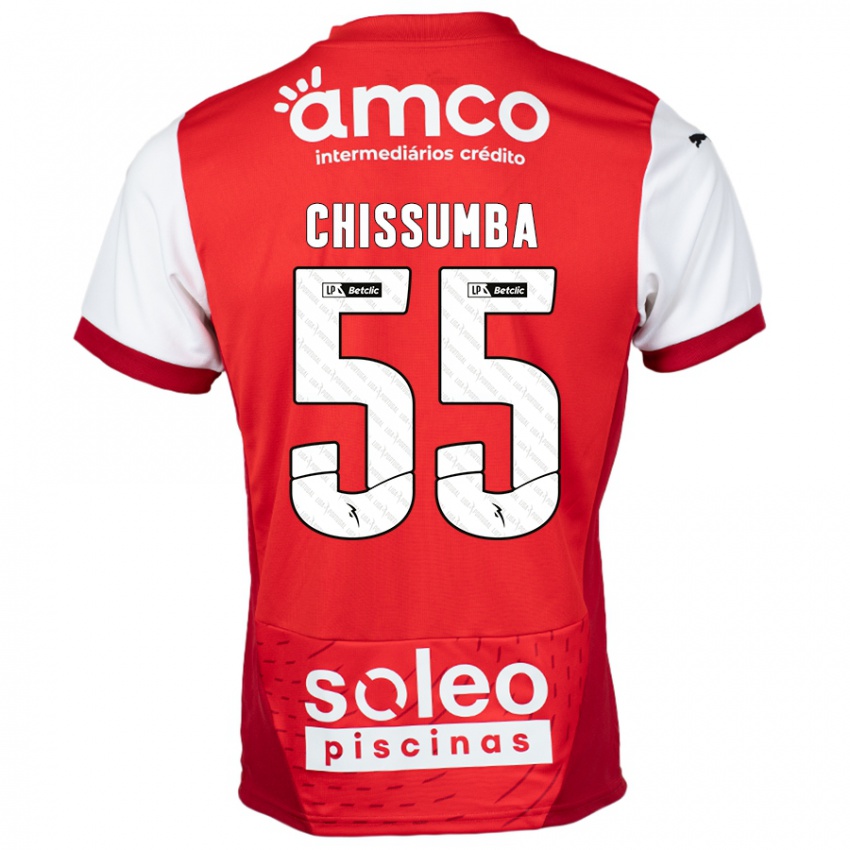 Børn Chissumba #55 Rød Hvid Hjemmebane Spillertrøjer 2024/25 Trøje T-Shirt