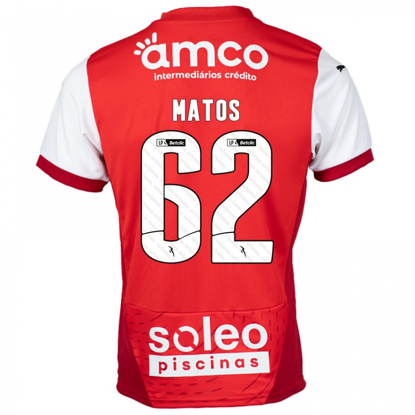 Børn Nuno Matos #62 Rød Hvid Hjemmebane Spillertrøjer 2024/25 Trøje T-Shirt