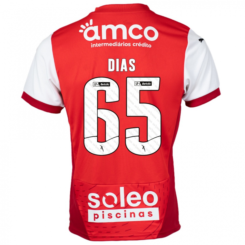 Børn Leandro Dias #65 Rød Hvid Hjemmebane Spillertrøjer 2024/25 Trøje T-Shirt