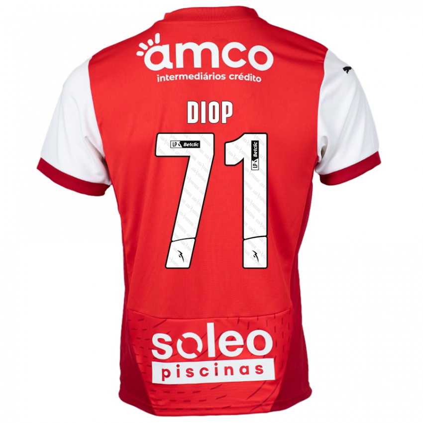 Børn Mamadou Diop #71 Rød Hvid Hjemmebane Spillertrøjer 2024/25 Trøje T-Shirt