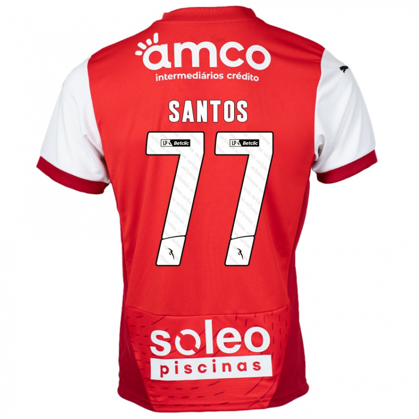 Børn Edu Santos #77 Rød Hvid Hjemmebane Spillertrøjer 2024/25 Trøje T-Shirt