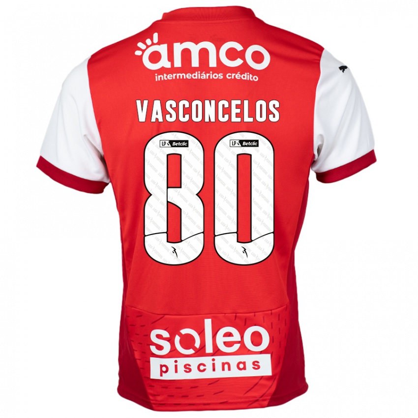 Børn Vasconcelos #80 Rød Hvid Hjemmebane Spillertrøjer 2024/25 Trøje T-Shirt