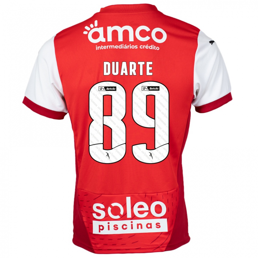 Børn Afonso Duarte #89 Rød Hvid Hjemmebane Spillertrøjer 2024/25 Trøje T-Shirt