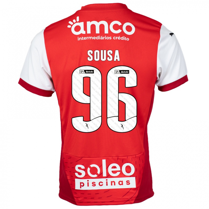 Børn Afonso Sousa #96 Rød Hvid Hjemmebane Spillertrøjer 2024/25 Trøje T-Shirt