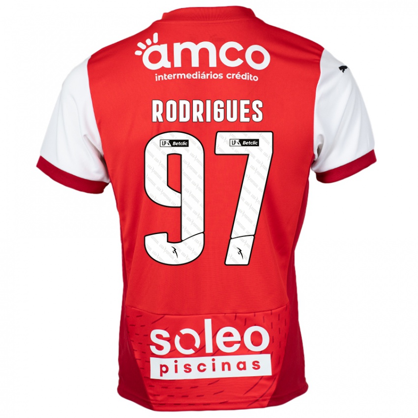 Børn Dinis Rodrigues #97 Rød Hvid Hjemmebane Spillertrøjer 2024/25 Trøje T-Shirt