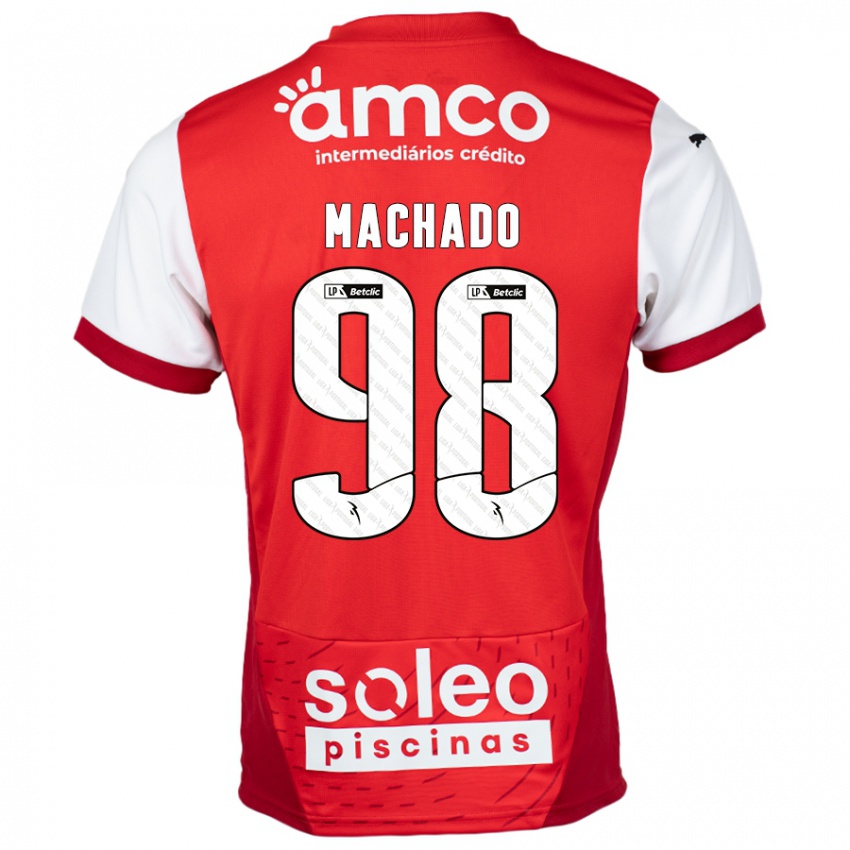 Børn Gonçalo Machado #98 Rød Hvid Hjemmebane Spillertrøjer 2024/25 Trøje T-Shirt