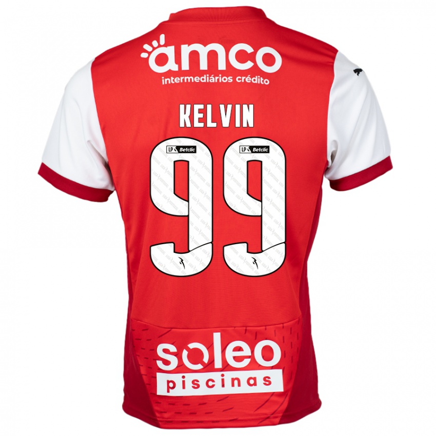 Børn Kauan Kelvin #99 Rød Hvid Hjemmebane Spillertrøjer 2024/25 Trøje T-Shirt