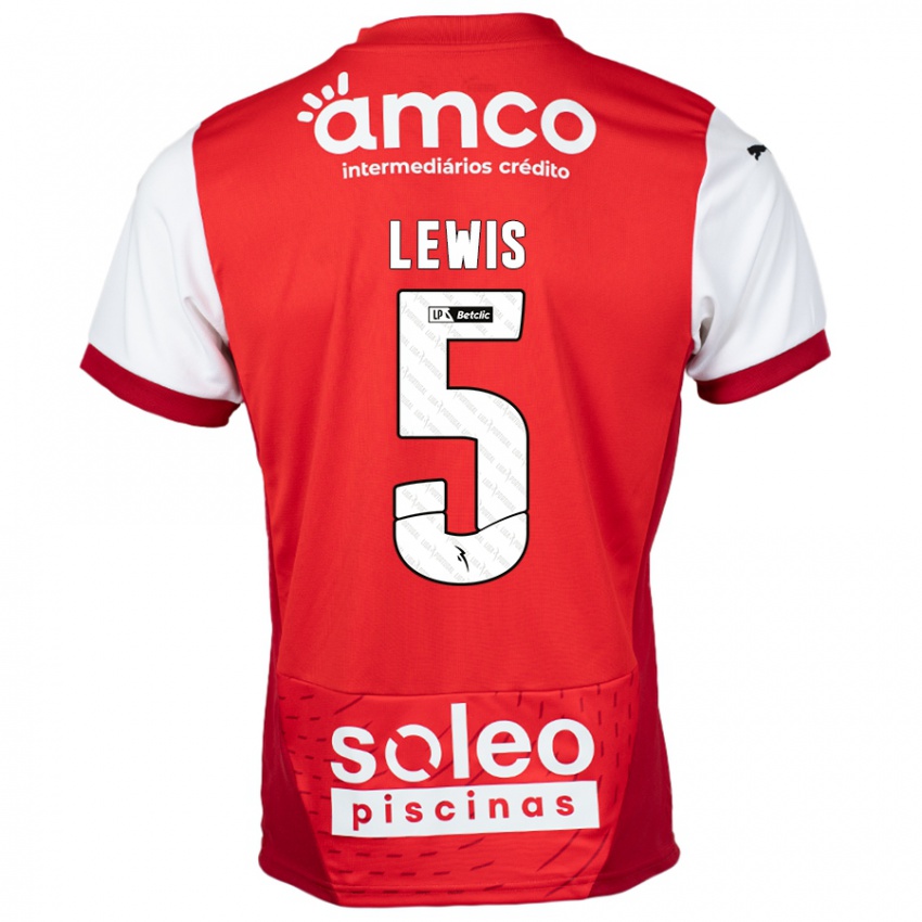 Børn Leah Lewis #5 Rød Hvid Hjemmebane Spillertrøjer 2024/25 Trøje T-Shirt