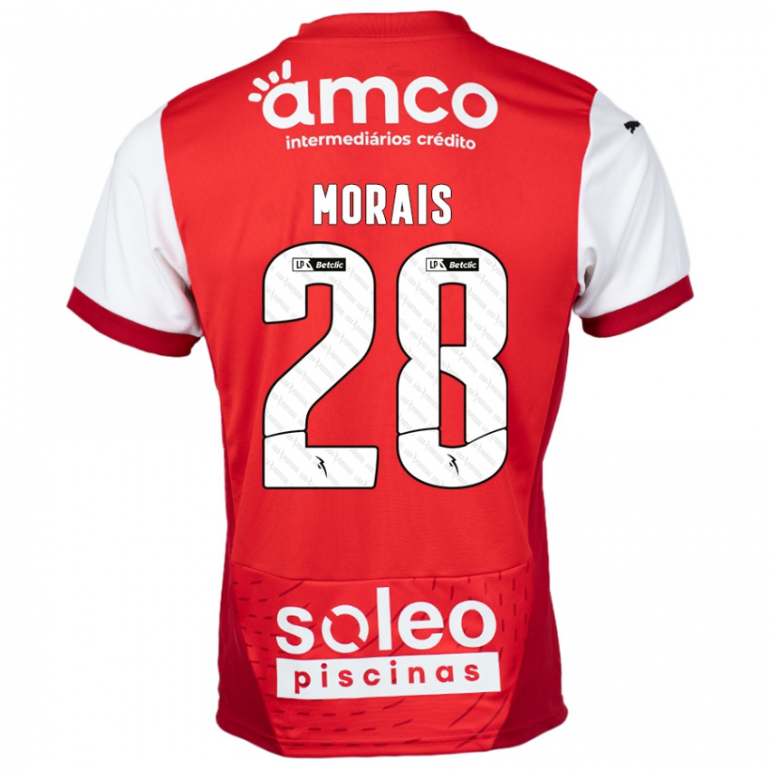 Børn Patrícia Morais #28 Rød Hvid Hjemmebane Spillertrøjer 2024/25 Trøje T-Shirt