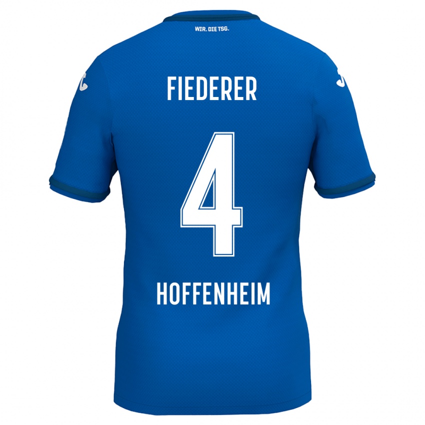 Børn Tom Fiederer #4 Kongeblå Hjemmebane Spillertrøjer 2024/25 Trøje T-Shirt