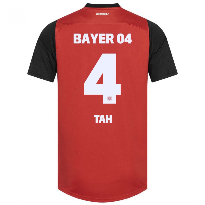 Børn Jonathan Tah #4 Rød Sort Hjemmebane Spillertrøjer 2024/25 Trøje T-Shirt