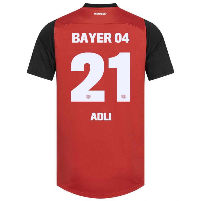 Børn Amine Adli #21 Rød Sort Hjemmebane Spillertrøjer 2024/25 Trøje T-Shirt