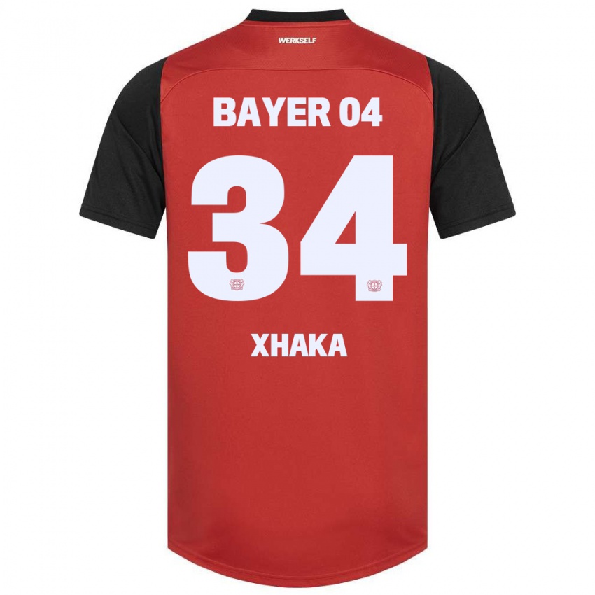 Børn Granit Xhaka #34 Rød Sort Hjemmebane Spillertrøjer 2024/25 Trøje T-Shirt