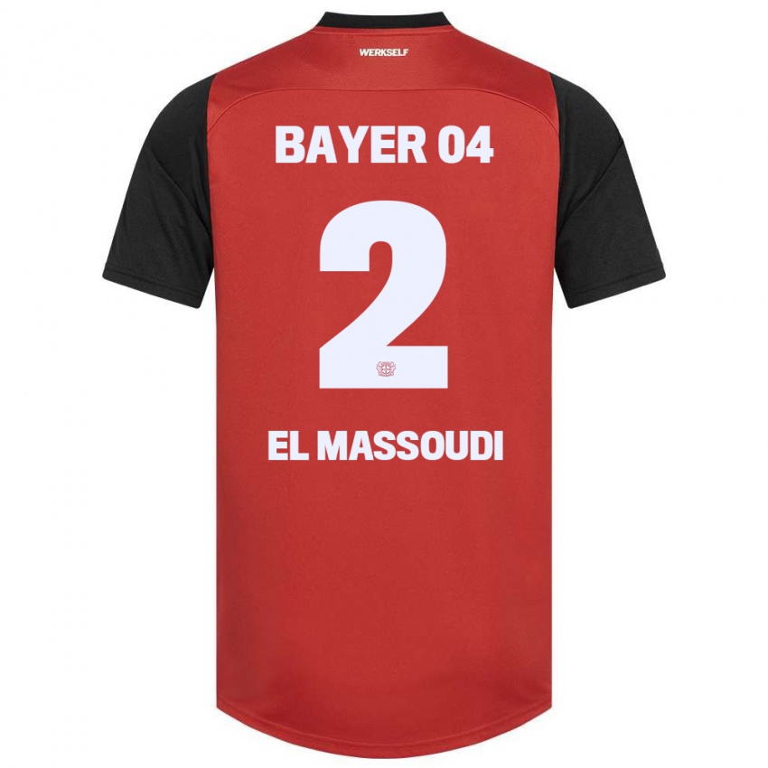 Børn Nassim El Massoudi #2 Rød Sort Hjemmebane Spillertrøjer 2024/25 Trøje T-Shirt