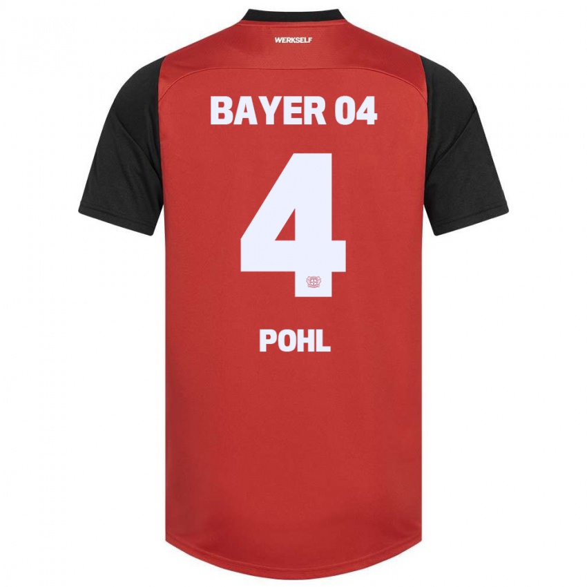 Børn Ferdinand Pohl #4 Rød Sort Hjemmebane Spillertrøjer 2024/25 Trøje T-Shirt