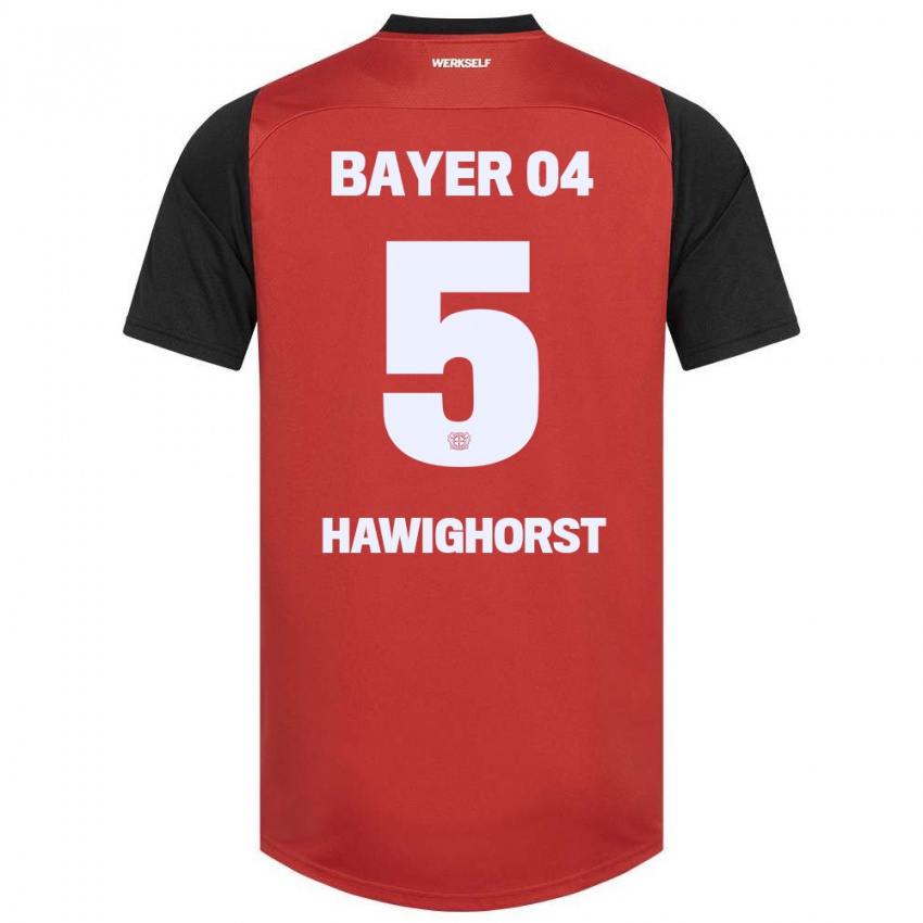 Børn Ben Hawighorst #5 Rød Sort Hjemmebane Spillertrøjer 2024/25 Trøje T-Shirt