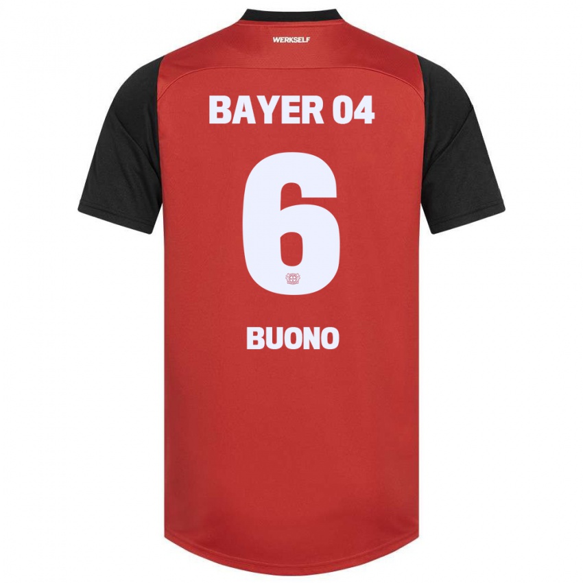 Børn Francesco Buono #6 Rød Sort Hjemmebane Spillertrøjer 2024/25 Trøje T-Shirt