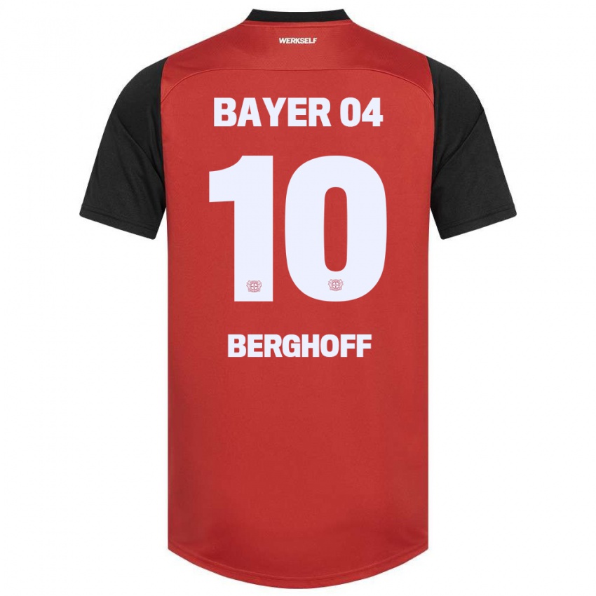 Børn Jonah Berghoff #10 Rød Sort Hjemmebane Spillertrøjer 2024/25 Trøje T-Shirt