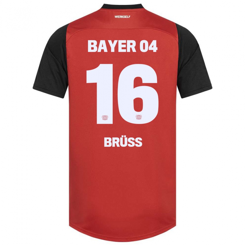 Børn Tom Brüss #16 Rød Sort Hjemmebane Spillertrøjer 2024/25 Trøje T-Shirt