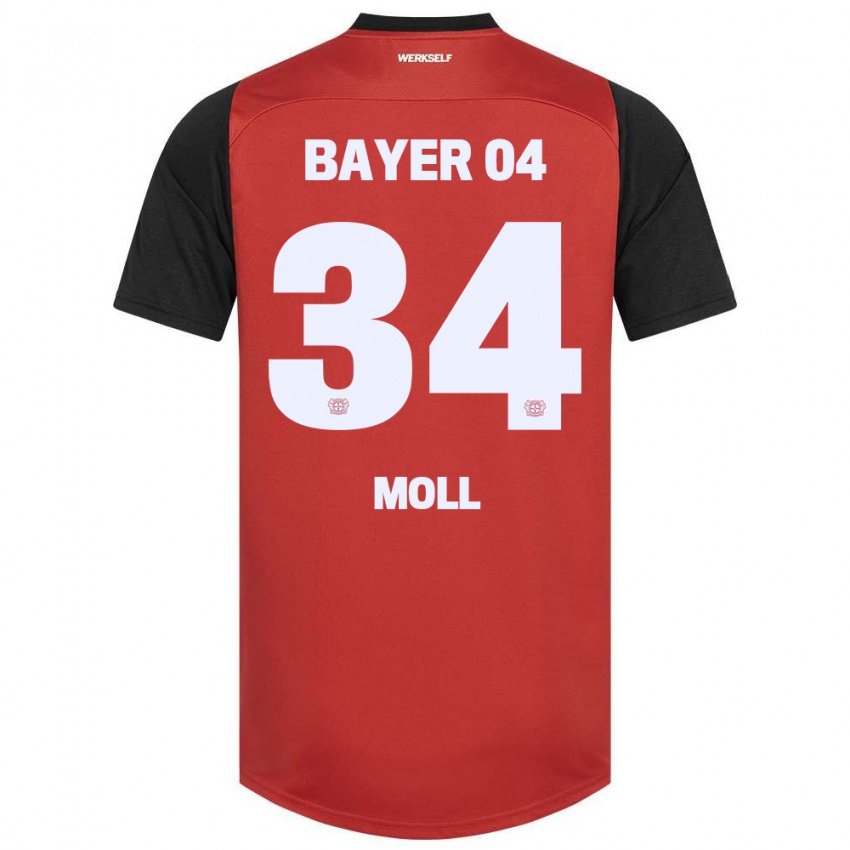 Børn Anne Moll #34 Rød Sort Hjemmebane Spillertrøjer 2024/25 Trøje T-Shirt