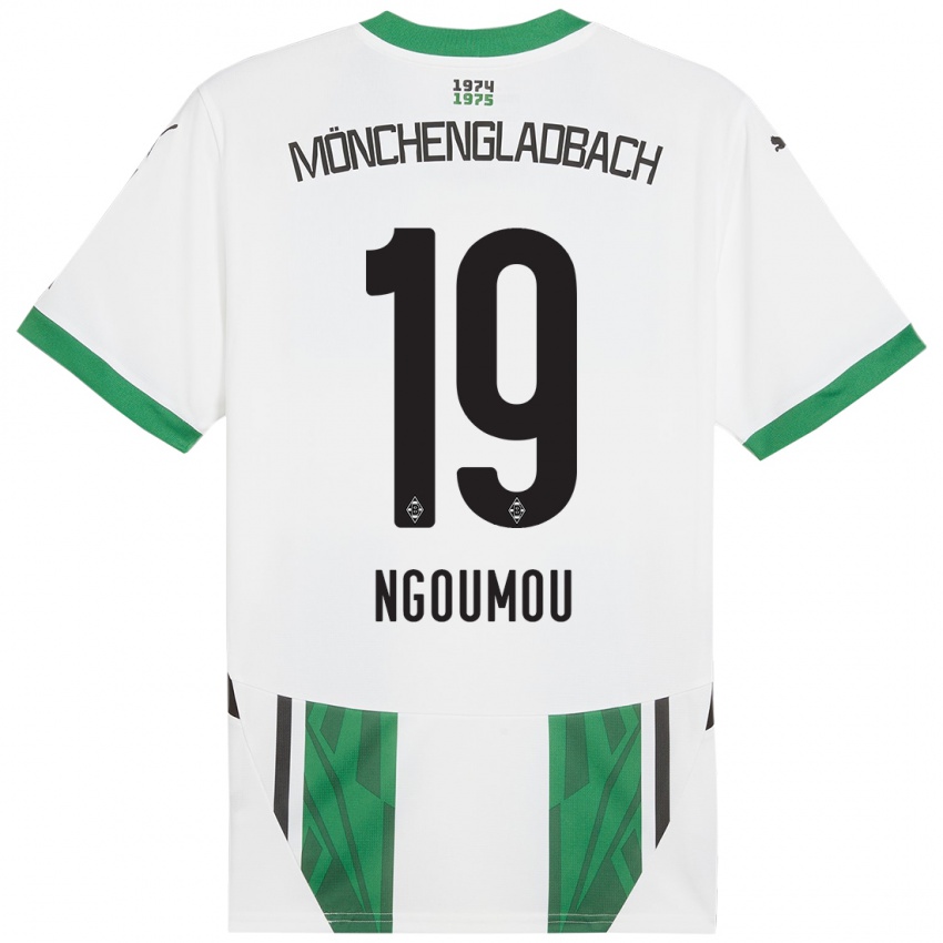 Børn Nathan Ngoumou #19 Hvid Grøn Hjemmebane Spillertrøjer 2024/25 Trøje T-Shirt