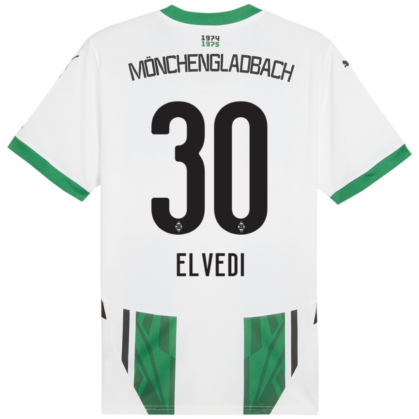 Børn Nico Elvedi #30 Hvid Grøn Hjemmebane Spillertrøjer 2024/25 Trøje T-Shirt