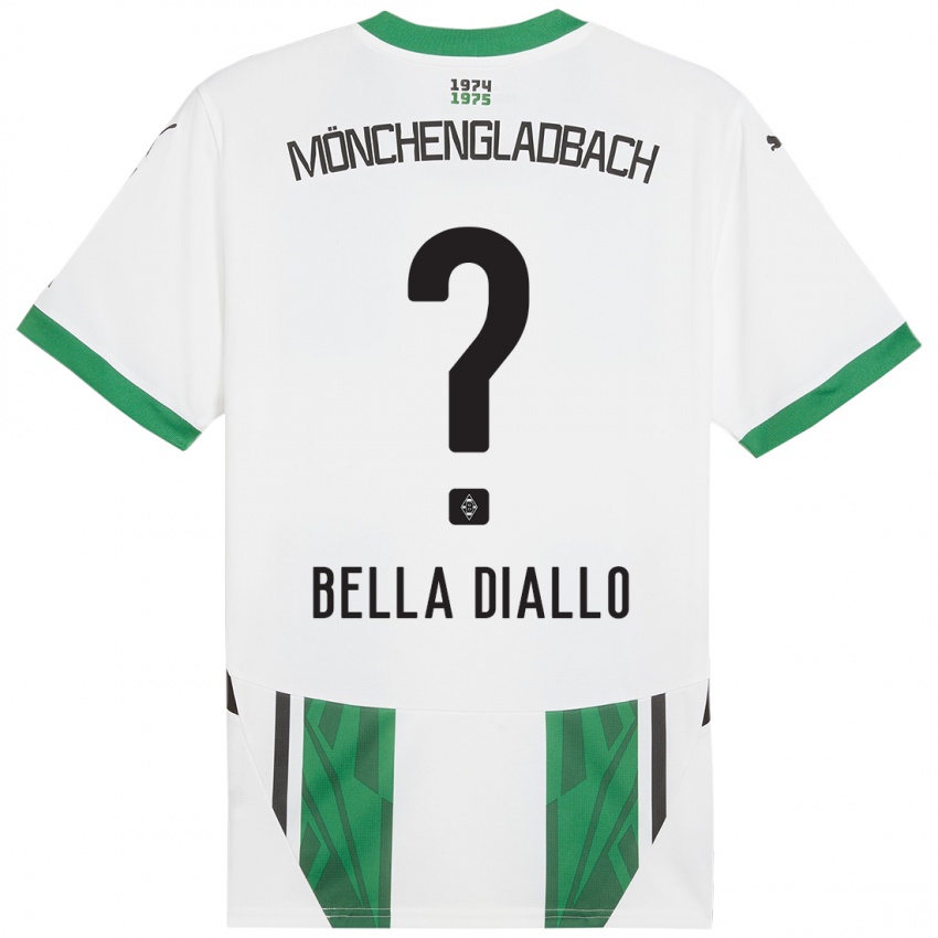 Børn Oumar Bella Diallo #0 Hvid Grøn Hjemmebane Spillertrøjer 2024/25 Trøje T-Shirt