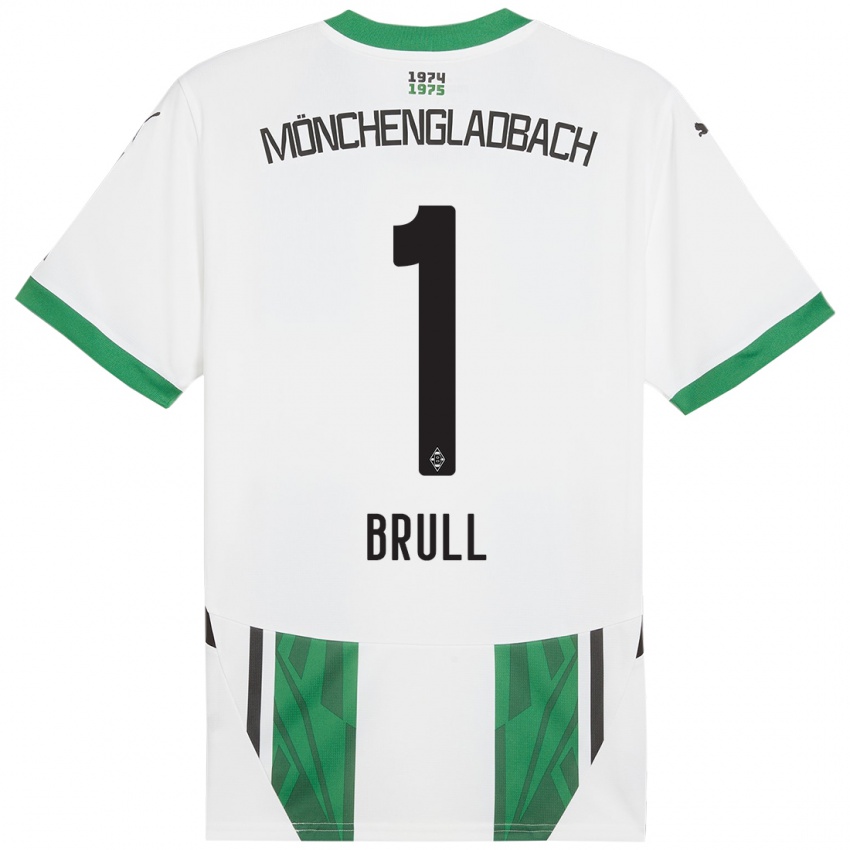 Børn Maximilian Brüll #1 Hvid Grøn Hjemmebane Spillertrøjer 2024/25 Trøje T-Shirt