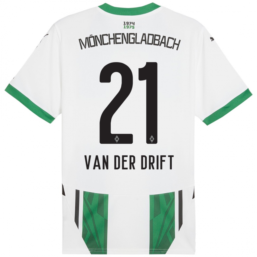 Børn Suus Van Der Drift #21 Hvid Grøn Hjemmebane Spillertrøjer 2024/25 Trøje T-Shirt