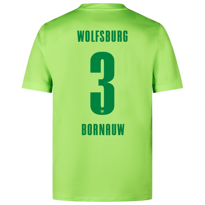 Børn Sebastiaan Bornauw #3 Fluorescerende Grøn Hjemmebane Spillertrøjer 2024/25 Trøje T-Shirt