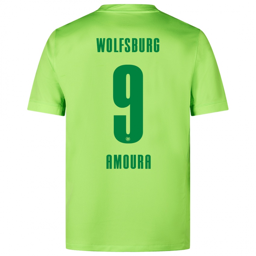 Børn Mohamed Amoura #9 Fluorescerende Grøn Hjemmebane Spillertrøjer 2024/25 Trøje T-Shirt