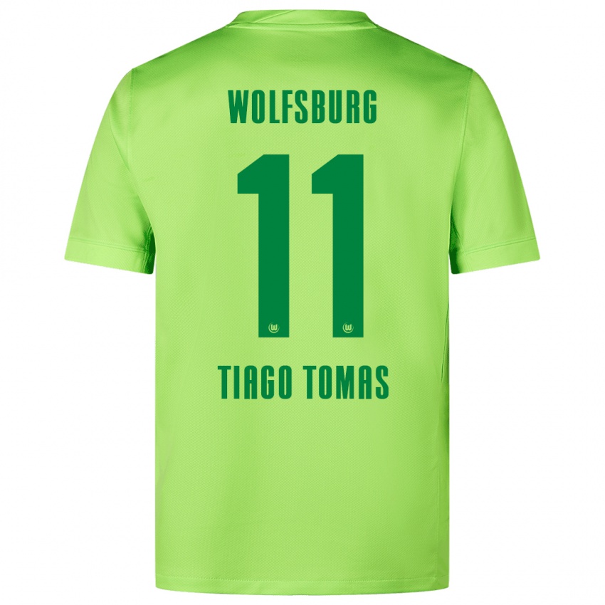 Børn Tiago Tomás #11 Fluorescerende Grøn Hjemmebane Spillertrøjer 2024/25 Trøje T-Shirt