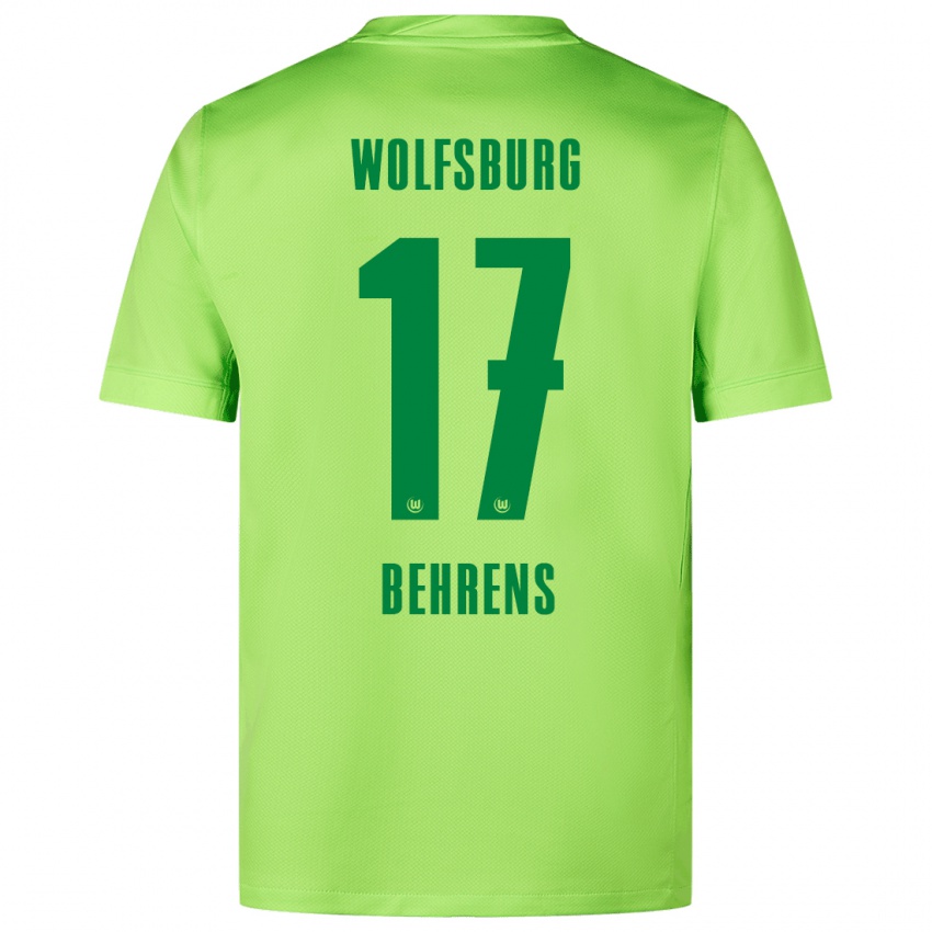 Børn Kevin Behrens #17 Fluorescerende Grøn Hjemmebane Spillertrøjer 2024/25 Trøje T-Shirt